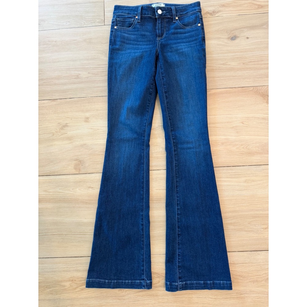 Paige Women Dark Wash High Rise Flare Jeans Size 25 Blue Denim Wide Leg Pants